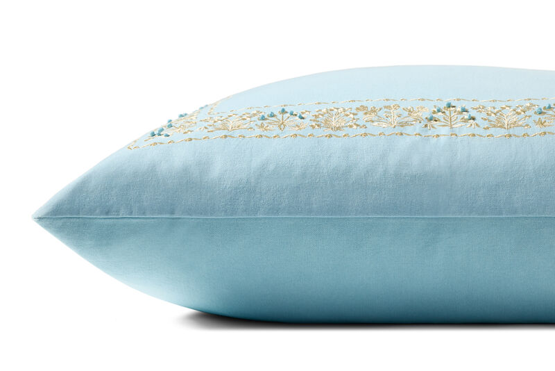 Estee Border Lt. Blue 22''x22'' Cover w/Down Pillow image number 1